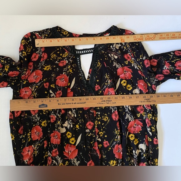 UMGEE Fall Floral Black & Red BOHO Festival Concert Tunic Dress poppy print - Picture 3 of 12